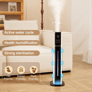 Topteng Ultrasonic Humidifier Large Room 9L Capacity, 3-Speed Smart Humidity Control, Cool Mist, Remote Controlled, White