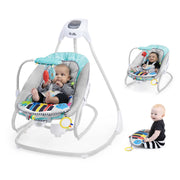 Baby Einstein Ocean Explorers Kick to It 4-in-1 Musical Swing & Rocker with Detachable Piano Toy, Adjustable Speeds, Reclining Seat, Multi