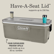 Coleman 2179171 316 Series 150QT Hard Chest Wheeled Cooler, Silver Ash