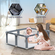 G TALECO GEAR Baby Playpen with Mat, Large Portable Play Yard, 50 in, Gray
