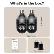 Jqimn 4MP Bulb Security Camera, Dual-Band 2.4G & 5GHz, 360 Full-Color Day and Night Vision, Motion and Body Detection, Audible Alarm, Two-Way Audio, Alexa Compatible, Pack of 2