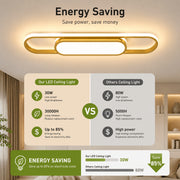 Garwarm 40W Modern LED Ceiling Light, Remote Dimmable Linear Flush Mount Lamp, Adjustable Color Temperature 3000K-6500K, Gold, 3200 Lumens, STUK-YH2120-G