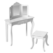 Your Zone TF14041 Kids Makeup Vanity With Table and Stool Set, White Color, Child