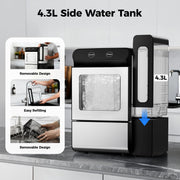 Simzlife Nugget Ice Maker Countertop, 26.5 lbs/24H, Self-Cleaning, 1.7 Qt Water Tank, Stainless Steel, Soft Chewable Pellet Ice, IM025-N