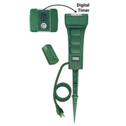 Hyper Tough SP-060A Outdoor 6-Outlet Power Stake Remote Control with Timer, Green