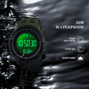 SKMEI 1251 Men Military Digital Sports Watch, Waterproof 50m, Alarm, Backlit, Black Gold Red