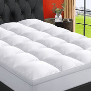 EMONIA 100% 400TC Mattress Topper Queen for Back Pain (White Queen) - Skin-Friendly