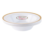 Blue Sky Disposable Soup Bowls, 12oz Heat Resistant Plastic, White with Gold Rim, Pack of 10, 3892