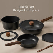 Carote A14612 21-Pieces Nonstick Cookware Set, Pots and Pans Set with Detachable Handles, Black