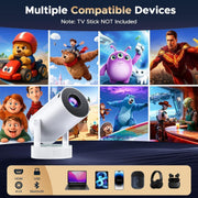 Campark PR09 Mini Projector, Portable, 4K Support, Native 1080p, WiFi 6, Bluetooth 5.2, Built-in Battery, 220 Adjustable Tilt, Short Throw