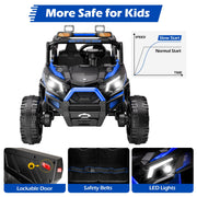 Wisairt 4WD 24V Ride On Toy Car, 2-Seater Electric Power UTV with Remote Control, LED Lights, Spring Suspension, 3 Speeds, Music, Blue