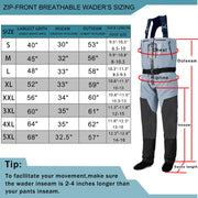 Drryfsh Men's Front Zip Chest High Waterproof Fly Fishing Waders, Breathable Nylon Neoprene, Adjustable Suspenders, Reinforced Knees, Multiple Pockets