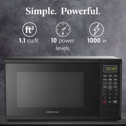 Farberware Compact Microwave Oven, 0.9 Cu. Ft., 900 Watts, Digital Control Panel, Auto Cook Menus, Defrost Functions, Express Cooking, Child Safety Lock, White, FMGZ09WHA