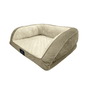 Serta Quilted Orthopedic Bolster Couch Dog Bed, Small, Gray, 28x24 in