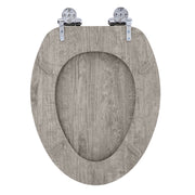 Home Solutions Elongated Distressed Gray Wood Veneer Toilet Seat with Slow Close Lid and Chrome-Plated Hinges, 11718