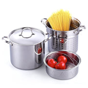 Cooks Standard 12 Quart Multipurpose Stock Pot Set with Strainer Basket, Steamer Insert, Stainless Steel Lid, 18/10 Stainless Steel, 02890