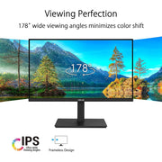 ASUS VA24ECPSN 23.8 1080P Docking Monitor - Full HD, IPS, 75Hz, Adaptive-Sync, Speakers, Eye Care, Low Blue Light, Flicker Free, USB-C, RJ45, HDMI, Frameless, Height Adjustment, VESA Wall Mountable