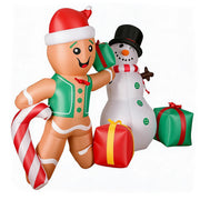 Magotan 8.5ft Outdoor Christmas Inflatable Snowman and Gingerbread Decoration with Built-In LED Lights