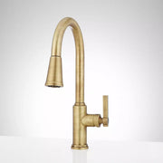 Signature Hardware SHXCGF107AGBR Single Handle Pull Down Kitchen Faucet in Aged Brass