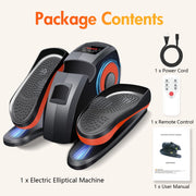 ALSO GO Under Desk Elliptical Ellipse Leg Exerciser with Remote Control, LCD Display, Manual and Automatic Modes, Black-Orange, SG0026-BO