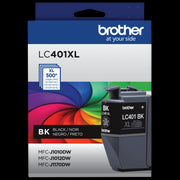 Brother Genuine LC401XLBK High Yield Black Ink Cartridge, 500 Pages, Compatible with Select Brother Color Inkjet All-in-One Printers