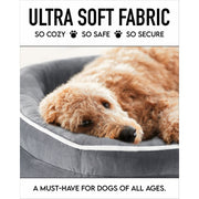Ophanie Luxury Sofa-Style Orthopedic Pet Bed, 35in, Removable Machine-Washable Plush Cover, 4-Sided Bolster, Non-Slip Bottom, Gray