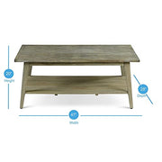 Steve Silver Milani Solid Mango Wood Rectangular Cocktail Table, Chevron Patterned Top, Natural Finish, 47 in, with Bottom Shelf