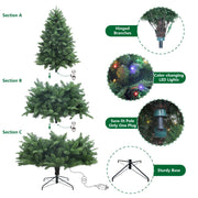 Holiday Time 7.5 ft Pre-Lit Amherst Spruce Green Artificial Christmas Tree, 400 Color-Changing LED