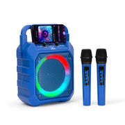 JOYC Mic Drop Karaoke Machine with 2 Wireless Mics & RGB Lights, Blue - High Quality