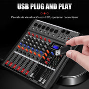 UNIFULL Audio Mixer 6 Channel Console Sound Board with 16 Digital Effects, Bluetooth Wireless Playback, USB MP3 Player, Balanced XLR and TRS Outputs, CT-60S