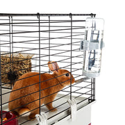 Ferplast 57072470 Krolik XL Rabbit Cage 140 (Includes Wire Hutch), Burgundy & Cream