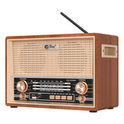 Topteng Retro Table Top Radio, Portable AM FM SW Radio with Wooden Shell, Bluetooth Speaker, USB SD Playback, AUX Headphone Jack, Rechargeable Battery, E202-A010