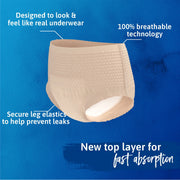 TENA Sensitive Care Maximum Incontinence Underwear for Women, Heavy Absorbency, Beige, XXL 55-66in Waist, 56 Count