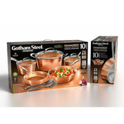 Gotham Steel 6688 Diamond Hammered 10 Piece Ceramic Cookware Set, Copper, Nonstick, Titanium Reinforced, Oven Safe to 500F