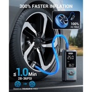 AVAPOW Portable Tire Inflator Air Compressor, 150 PSI, 8000 mAh Battery, Digital Pressure Gauge, Multi-Mode Emergency Light, AP18