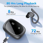 Tikland A12-BK Wireless Bluetooth 5.3 Over Earbuds with Earhooks, Black