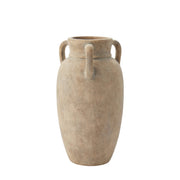 VCNY Home Ceramic Vase, 12 in Taupe Handled, Tapered Silhouette, Farmhouse Style, SOL-VAS-12IN-WD-TAUPE