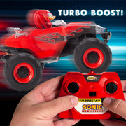 NKOK Sonic Racing CrossWorlds RC Monster Truck with Knuckles, Turbo Boost, All-Terrain Tires, LED Lights, Red