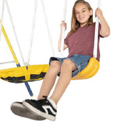 Sportspower Super Saucer Metal Swing Set with 2 Swings and 1 Piece Heavy Duty Slide