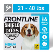 Frontline Shield Flea & Tick Treatment for Medium Dogs 21-40 lbs, Fast-Acting Waterproof Formula, 6 Count, 854