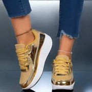 CassandraHayley Rocker Sole Shiny Mesh Casual Sneakers Lightweight Breathable Comfort Walking Shoes