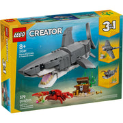 LEGO Creator Fierce Shark 3 in 1 Building Toy with Treasure Chest, Posable Sea Animals, 379 Pieces, Multicolor, 6585553