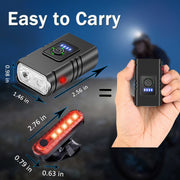 RONY Mountain Bike Light Set, 1000 Lumen Rechargeable Front and Rear LED Lights, Waterproof, Black