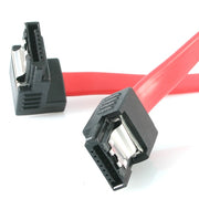 StarTech.com SATA Cable, 12in Latching with Right Angle Male to Male Connector, Red, LSATA12RA1