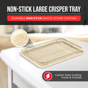 Bakken-Swiss Crisper Tray 2-Piece Set, White Marble Non-Stick Coating, Carbon Steel Bakeware, Extra Large 19 in x 13 in, Basket Design for Healthier Cooking BAKCRIPL88