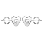 TINGN Heart Initial Stud Earrings for Girl 925 Sterling Silver Post Hypoallergenic Initial Stud Earrings for Kids