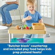 Learning Resources New Sprouts Prep 'n' Store Kitchen Island Play Food Set, Multi-Colored, 11 Pieces, Ages 2+, LER9752