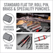 Real Avid Accu-Punch 37 Pc. Gunsmithing Punch Set with Hardened Steel, Brass, Roll Pin, Flat Tip, and Pin Alignment Tool, AVMAPS