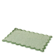 Luiuiu Cute Scalloped Bath Rug, Plush Microfiber, Non Slip TPR Backing, Quick Dry, Absorbent, 20x32 in, Green
