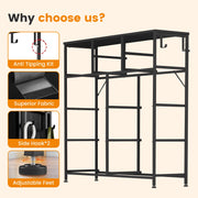 Edx Dresser Storage with 10 Drawers, Fabric Dresser Tower with Side Bag, Sturdy Metal Frame, Wood Top, Black, WMED-FC-CGK10CCD-BK